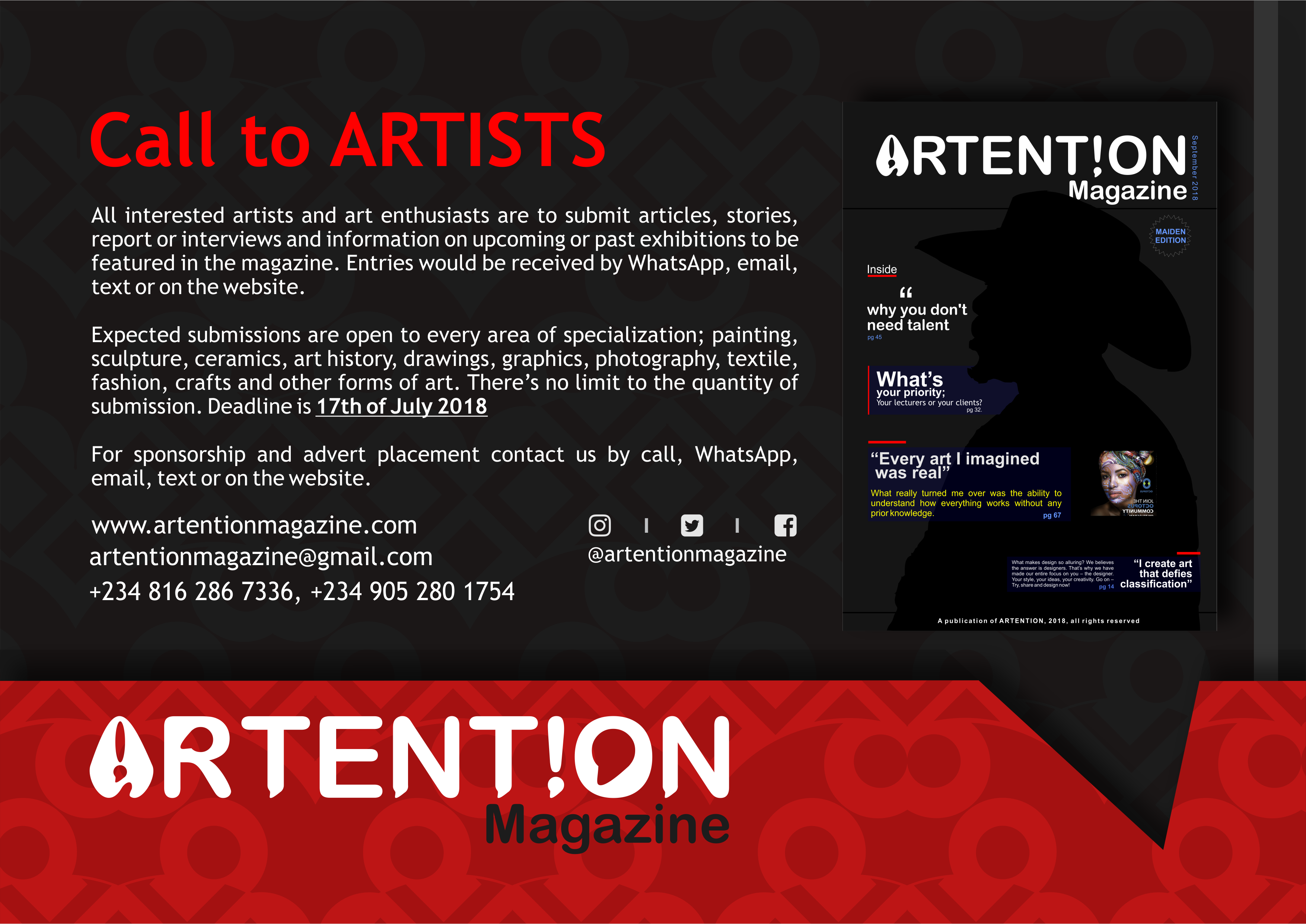 Artention Magazine Call to Artists