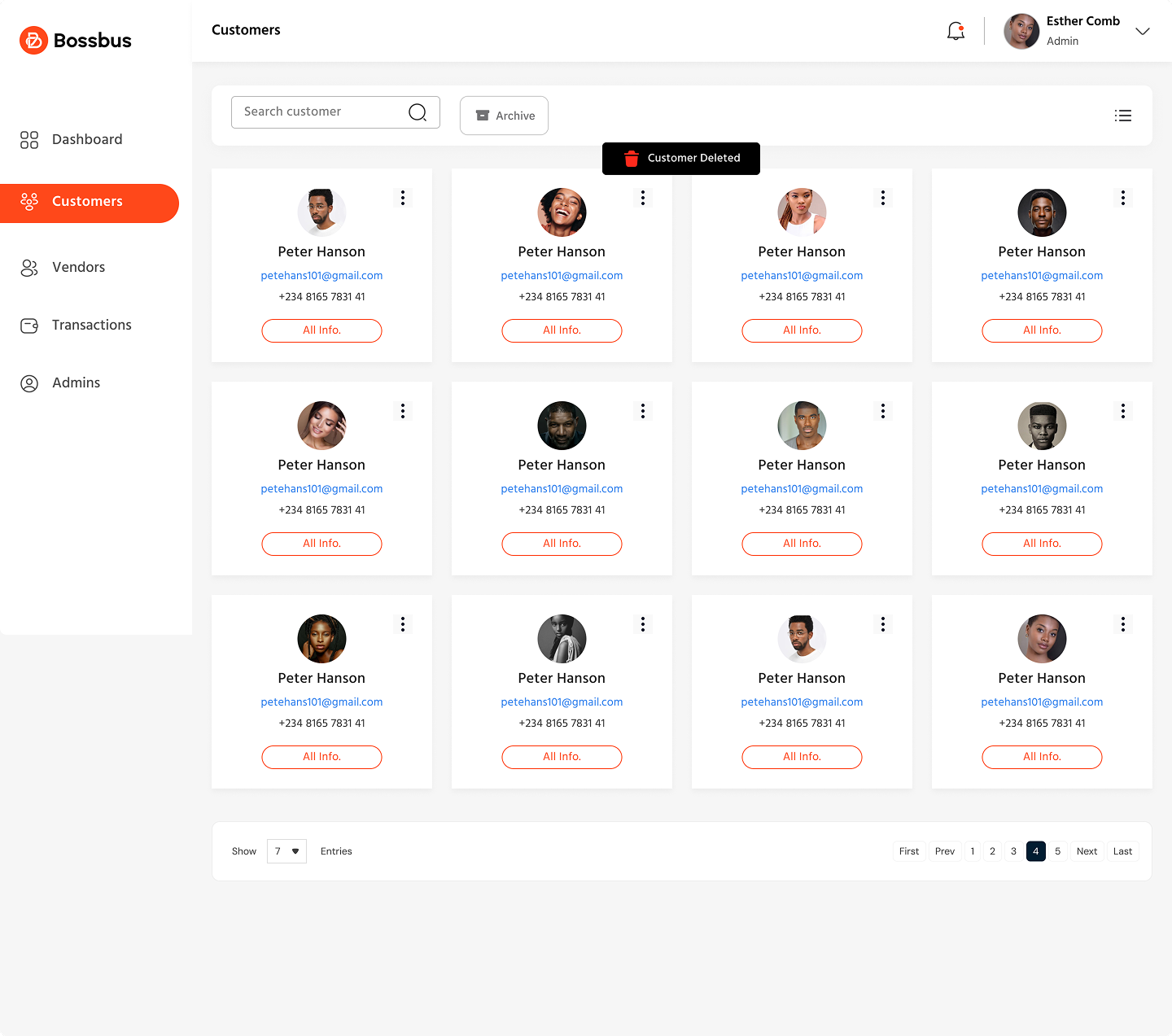 Customer Management Interface